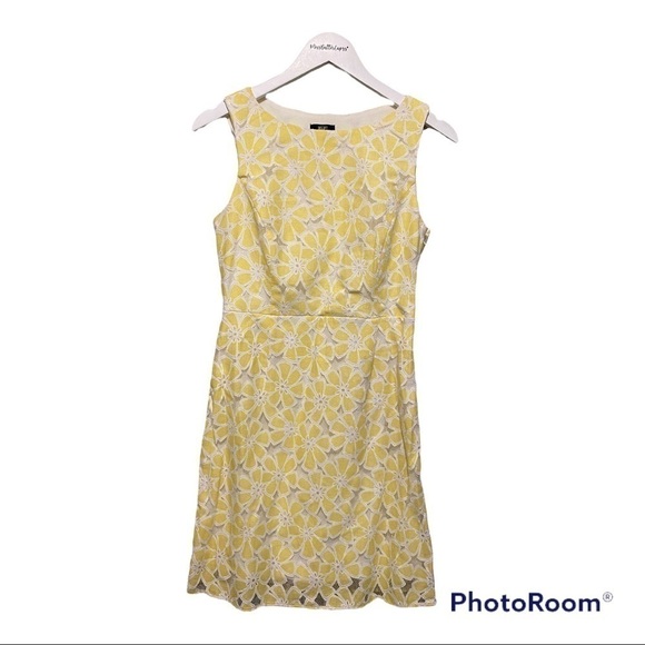 F & F Sunshine Yellow Floral Mesh MIDI Sundress | Size 4 - Picture 1 of 9